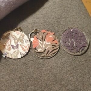 Set of 3 Floral and Butterfly Pendant Charms - Pink, Purple, White